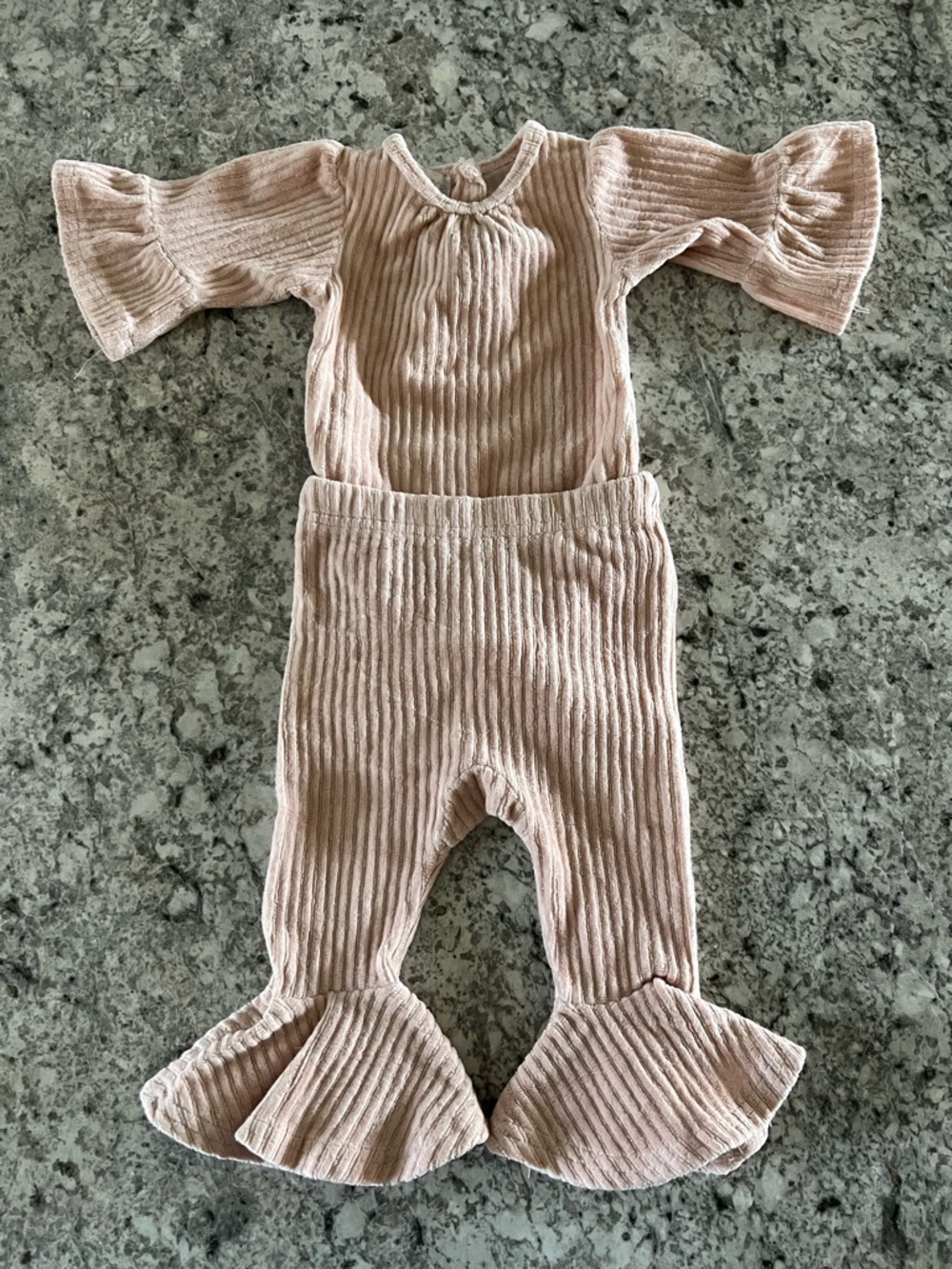 Rachel Zoe Pink Ribbed Bell Bottom Flare Outfit - 0-3 months